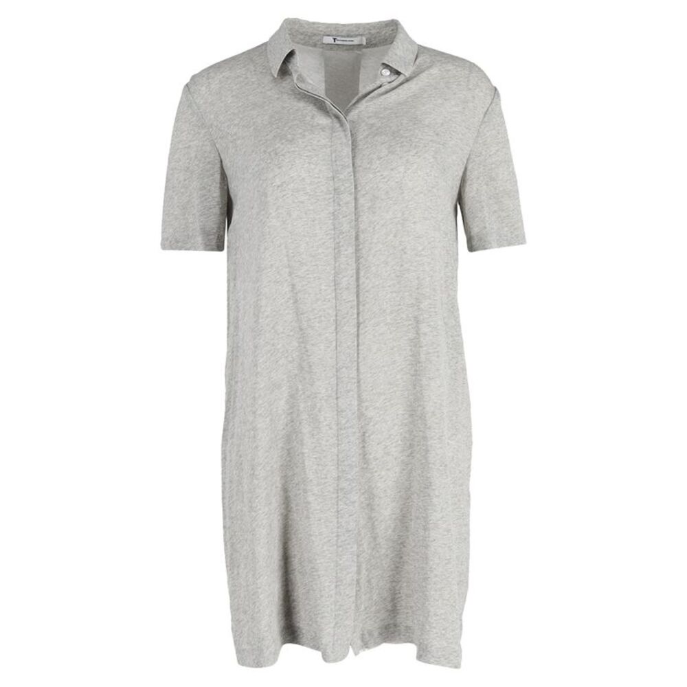 Alexander Wang Mini Fray Detail Shirt Dress in Grey Cotton